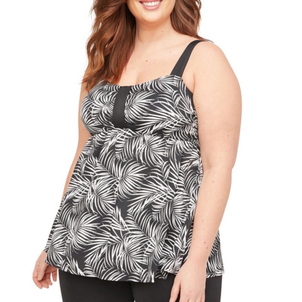 Catherines PlusSize Lush Palm Tankini Swimsuit Top